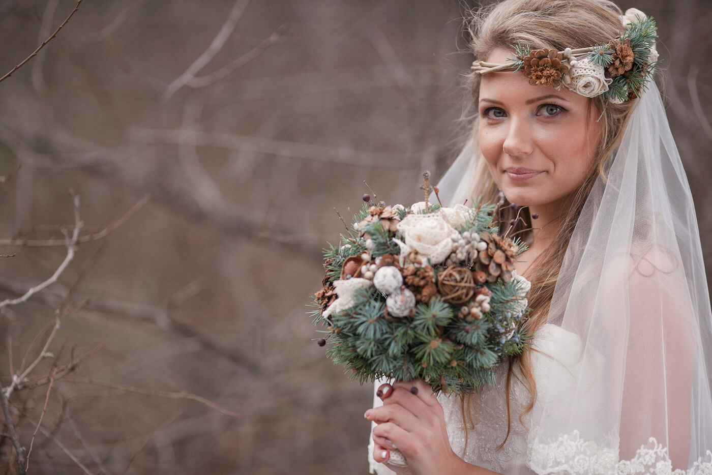 bouquet de mariée pour l'hiver