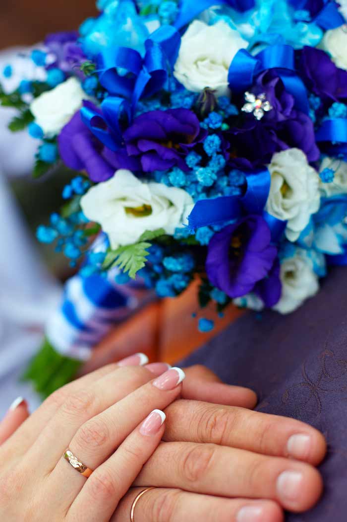 bouquet de mariée bleu