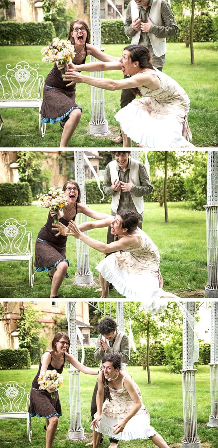 attraper le bouquet de la mariée