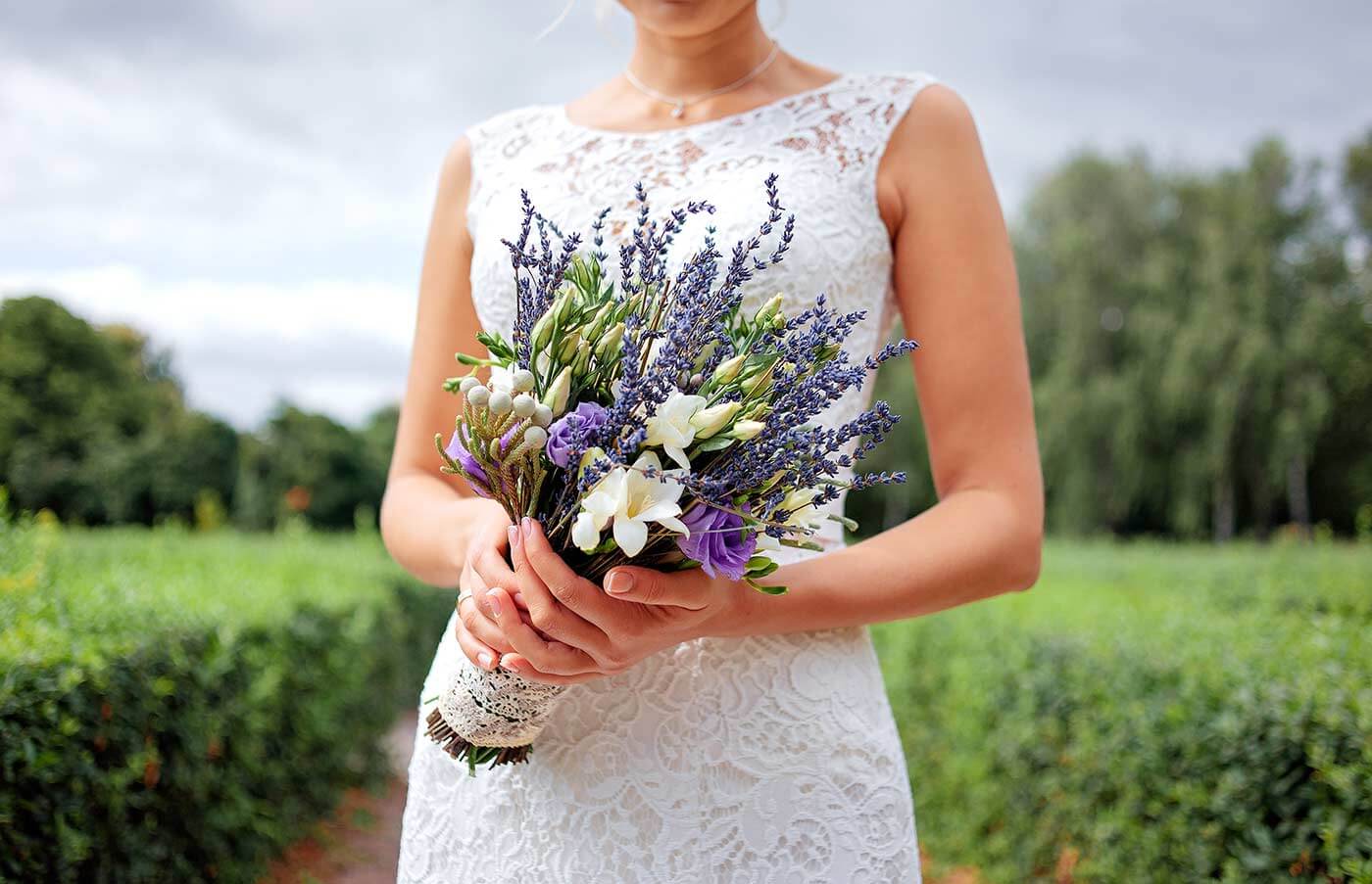 bouquet de mariée avec de la lavande