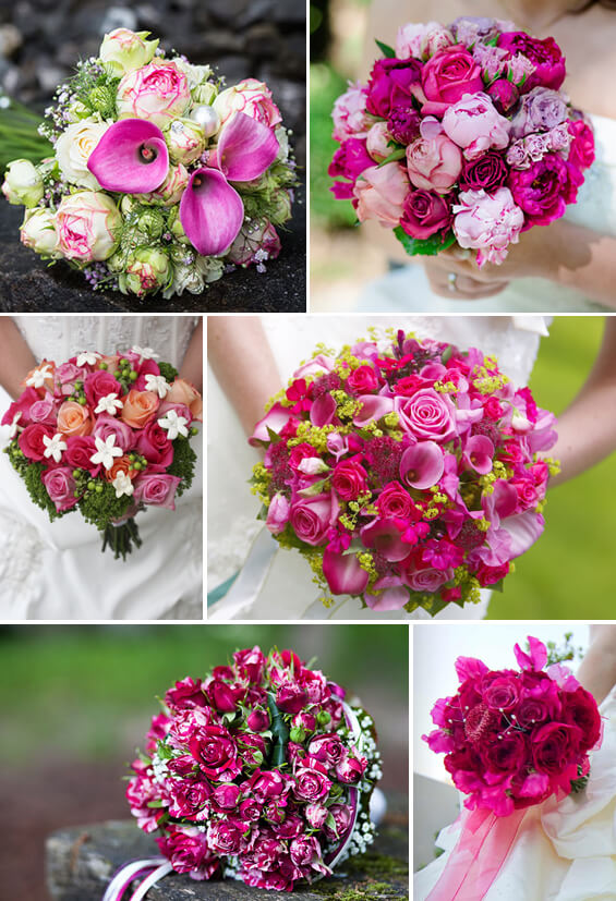 bouquet de mariée en rose et violet