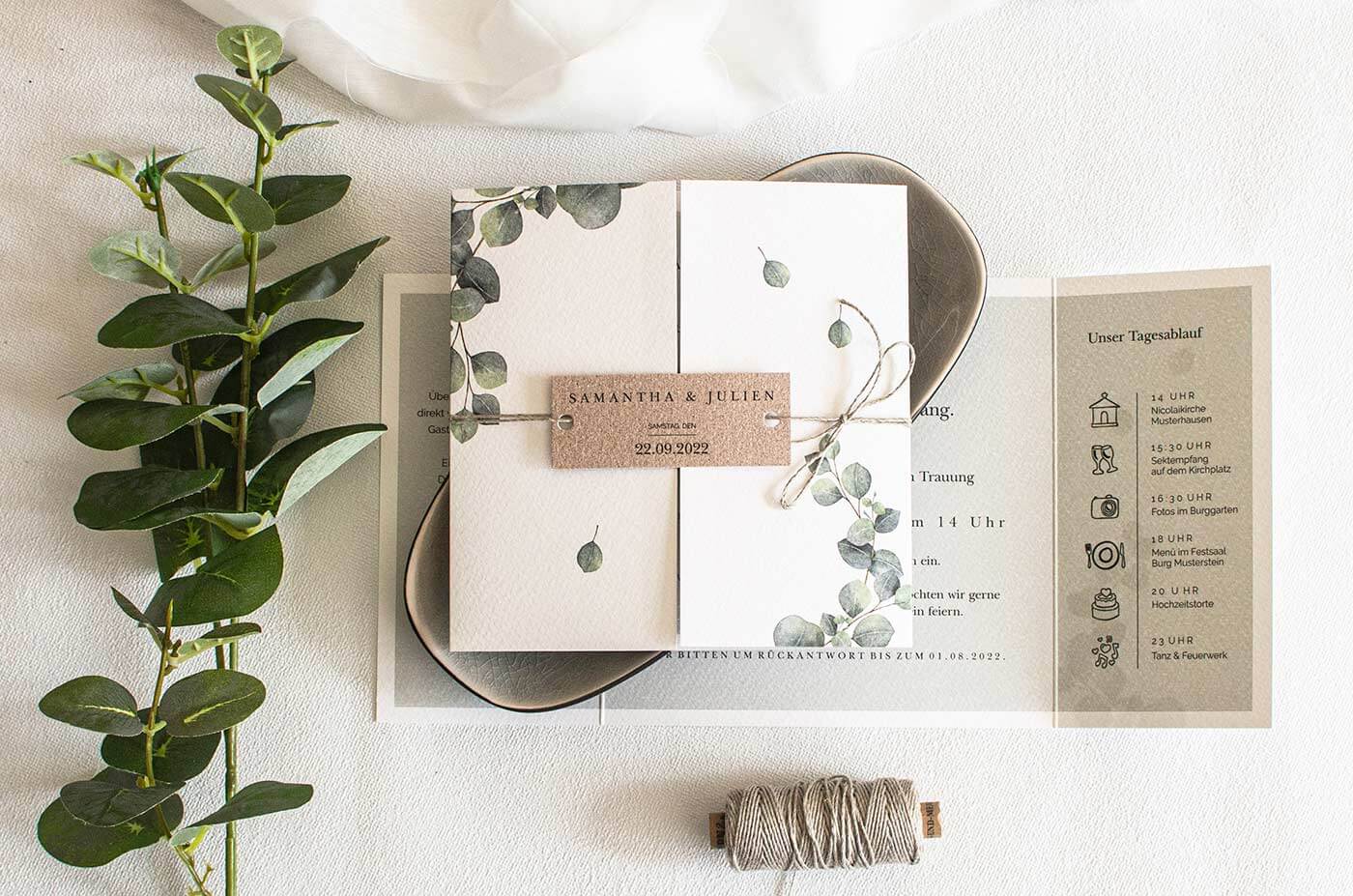 invitation de mariage aux eucalyptus