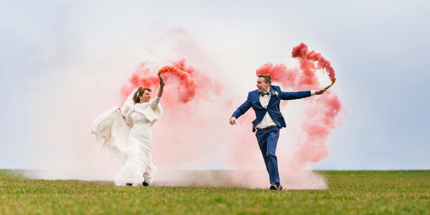 fumée colorée pour les photos de mariage