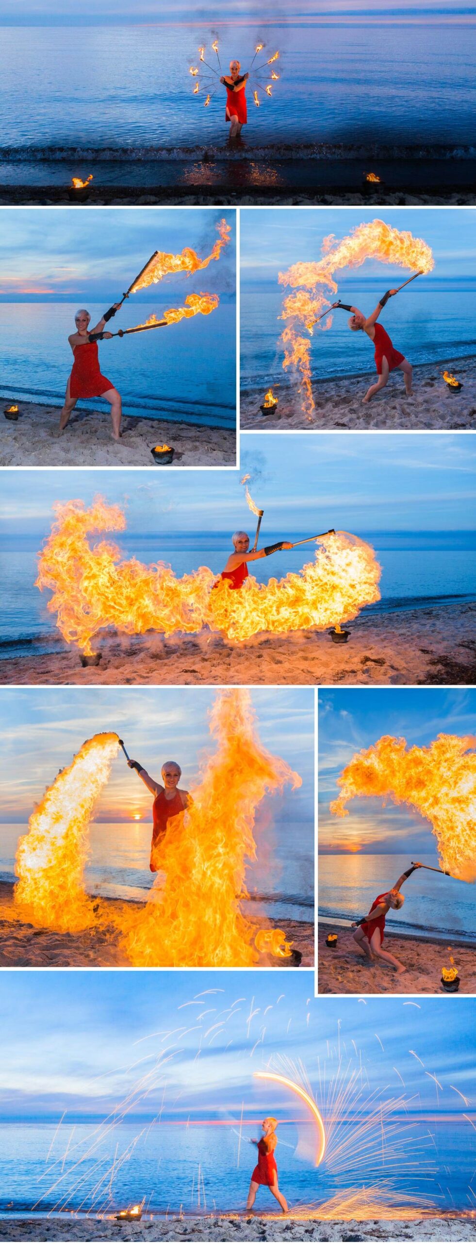spectacle de feu mariage plage