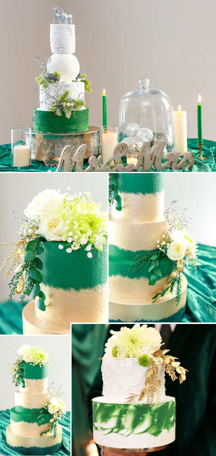 gâteaux de mariage verts