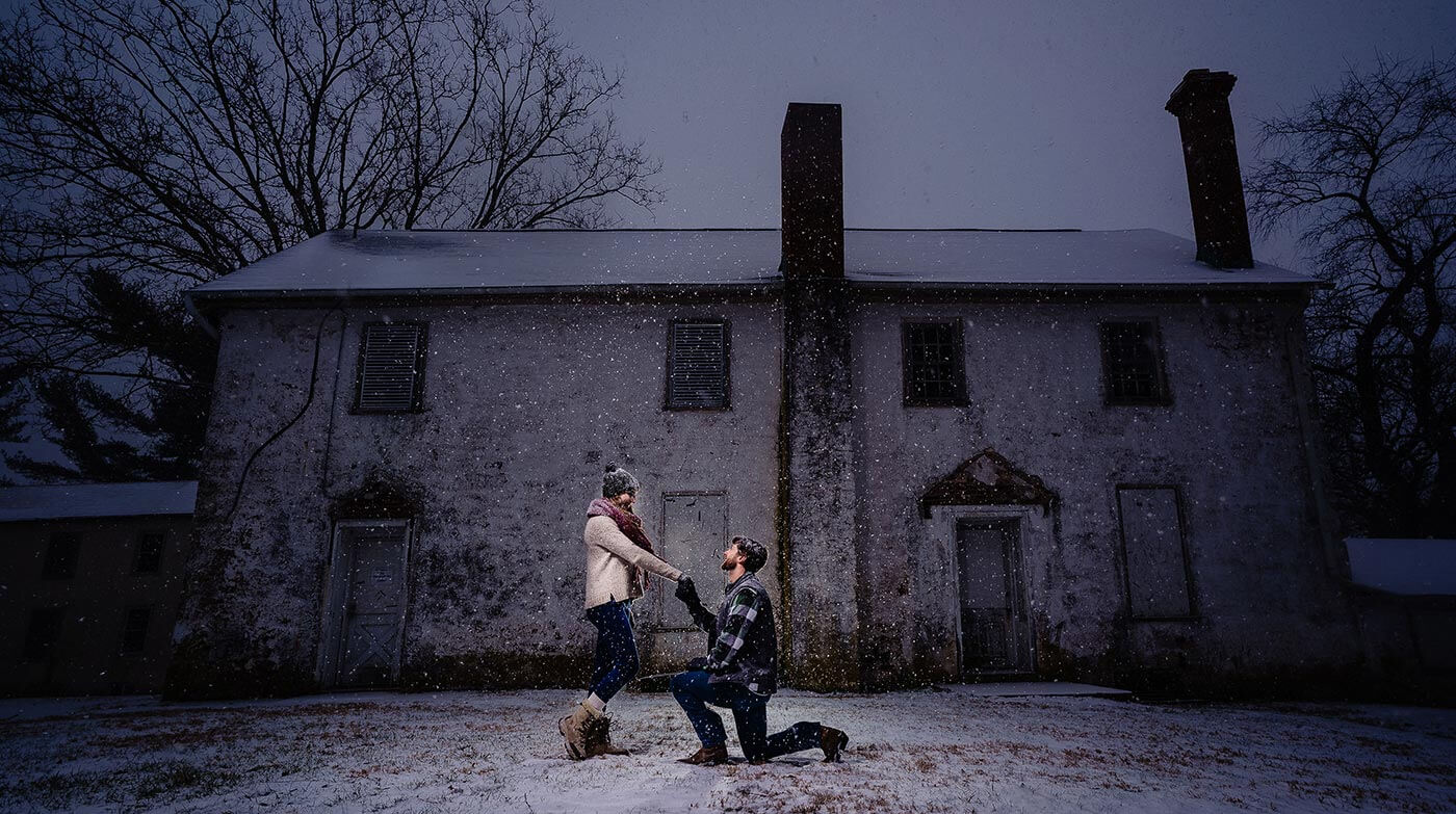 Demande en mariage neige