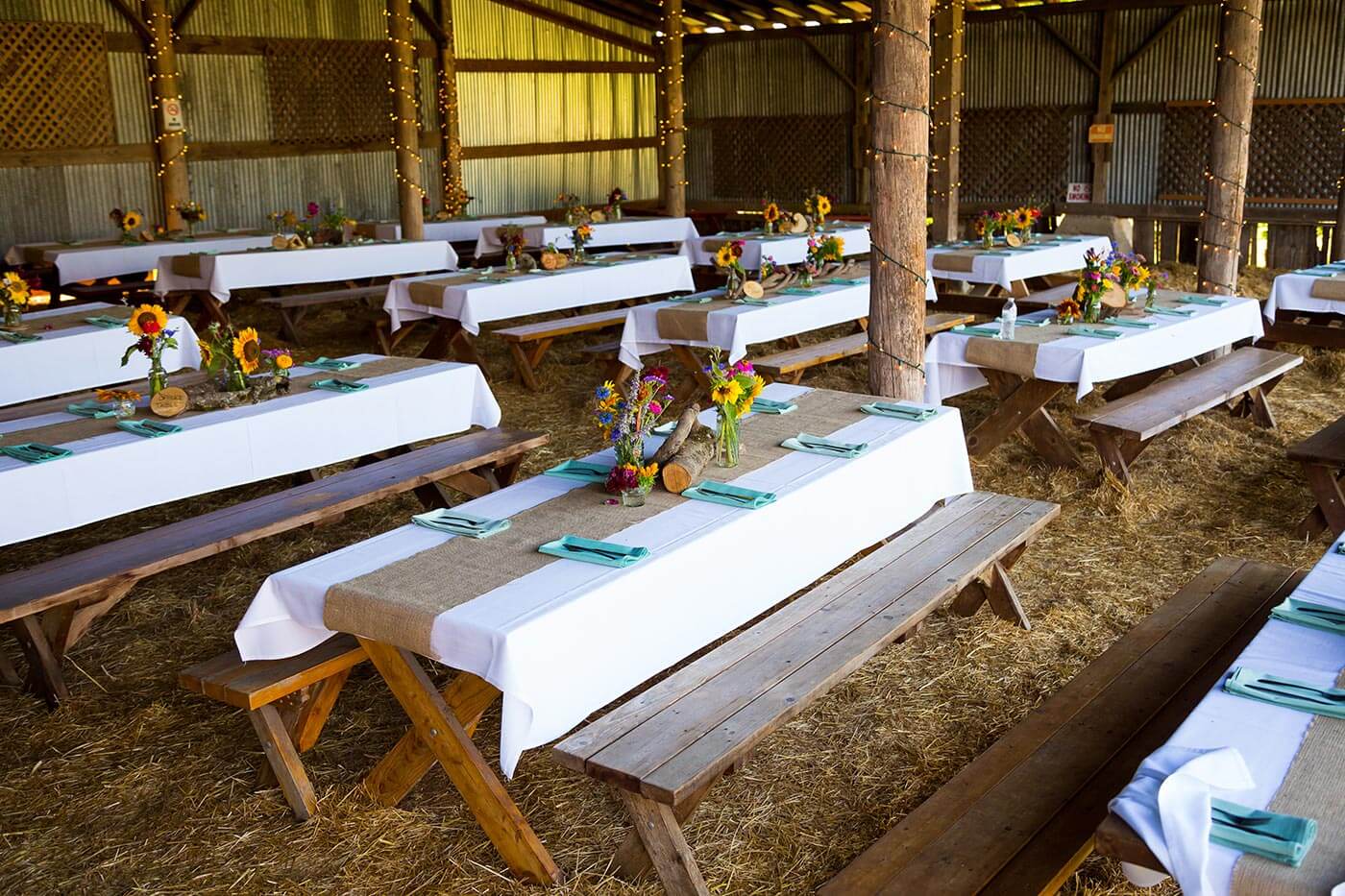 mariage dans une grange à la ferme