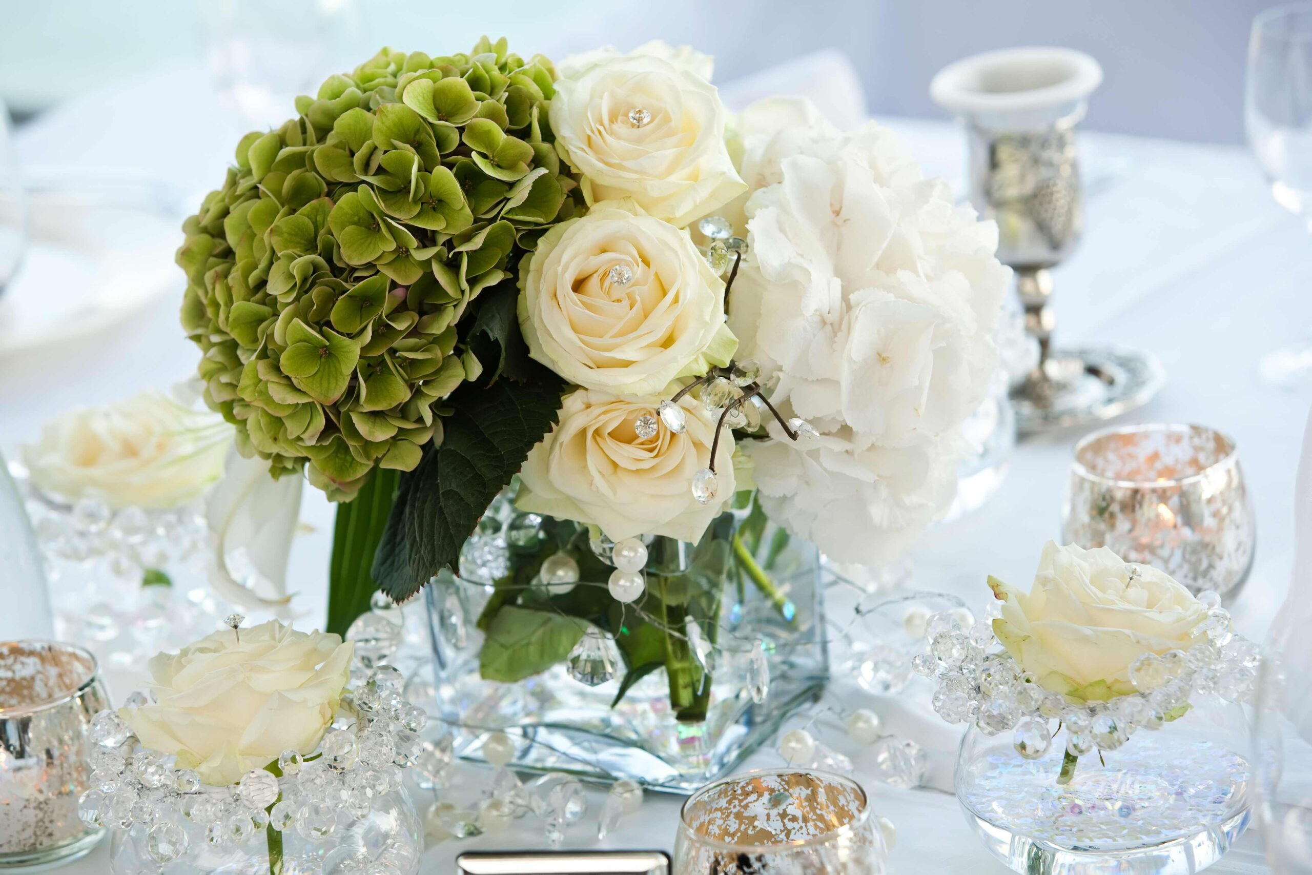 mariage décoration de table vert blanc
