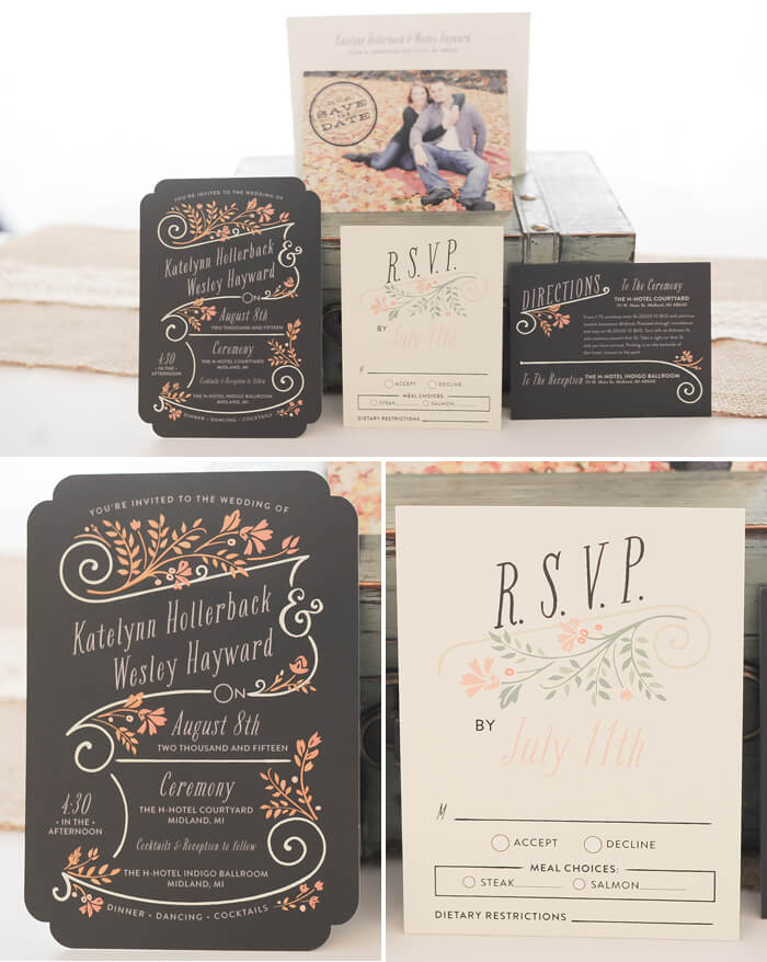 Cartes d'invitation de mariage vintage