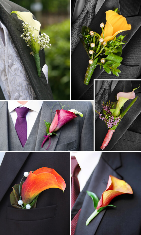 Cache-nez de mariage avec calla en blanc, rose, orange