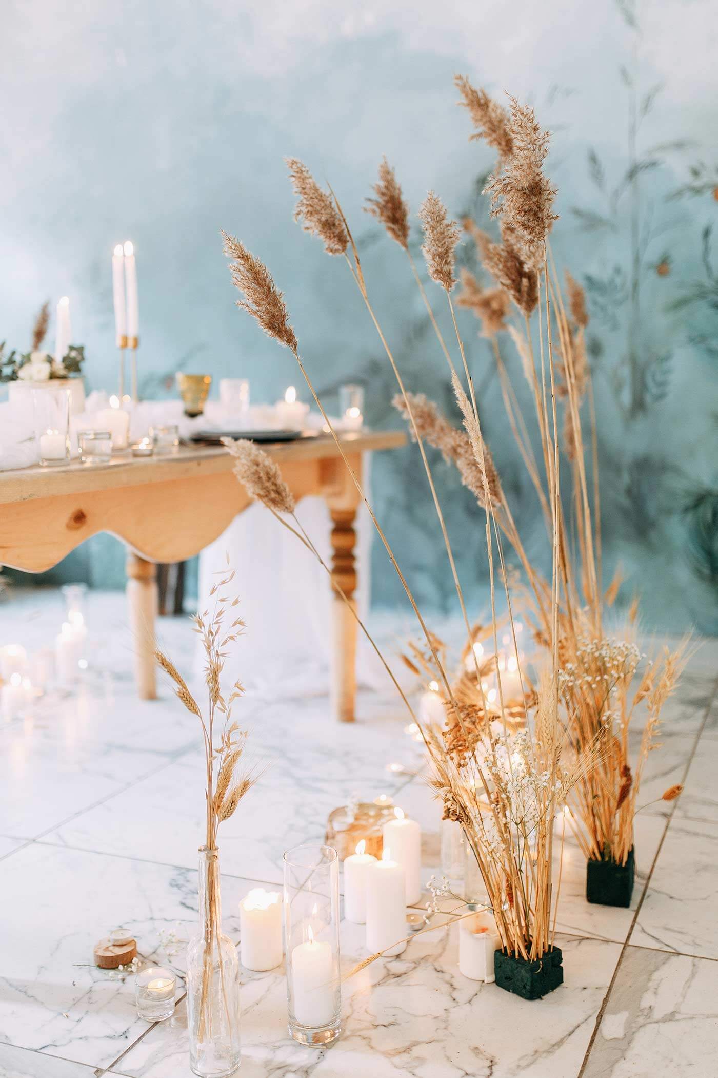 décoration de mariage herbe de la pampa