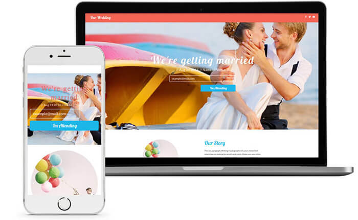 exemples de page d'accueil mariage