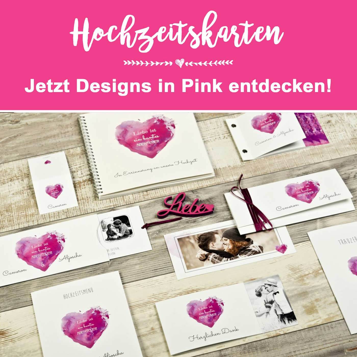 cartes de mariage en rose