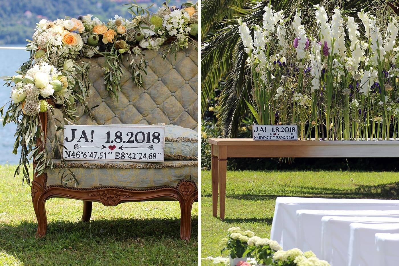 panneau de mariage avec coordonnées