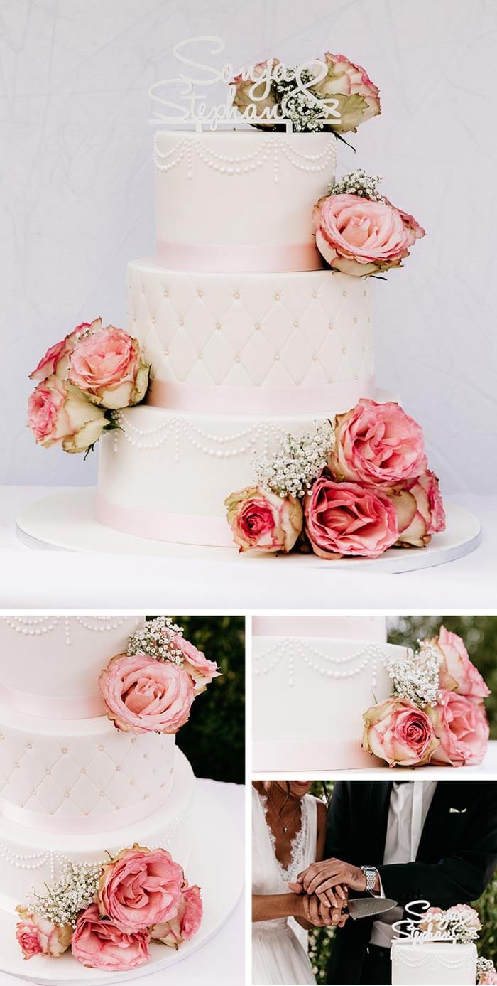 gâteau de mariage blanc