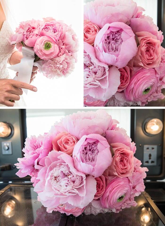 bouquet de roses pivoines pour le mariage