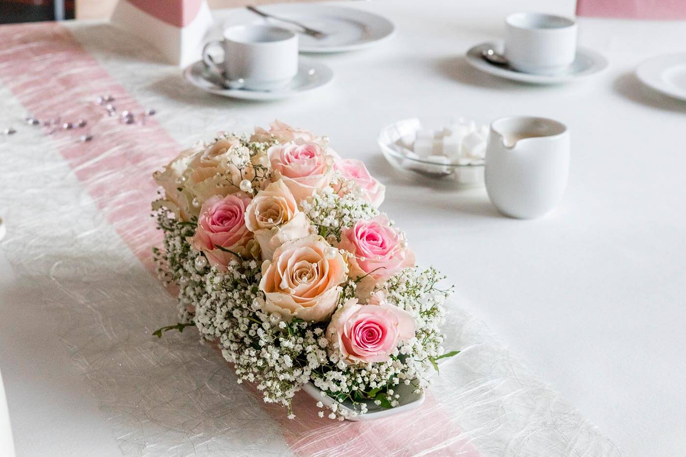 décoration de table rose