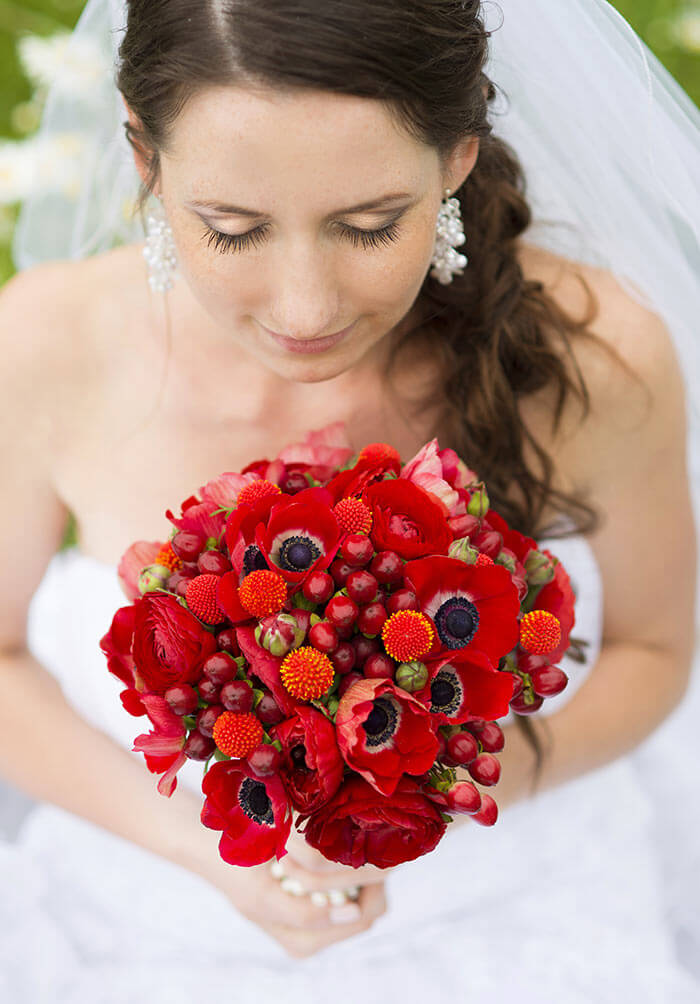 Bouquet de mariée rouge