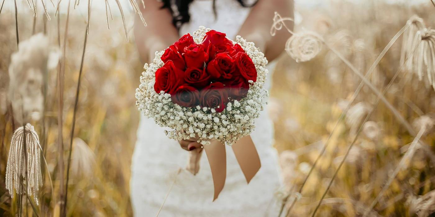 Bouquet de mariée rouge