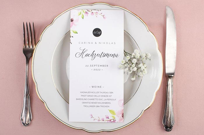 Carte des vins mariage