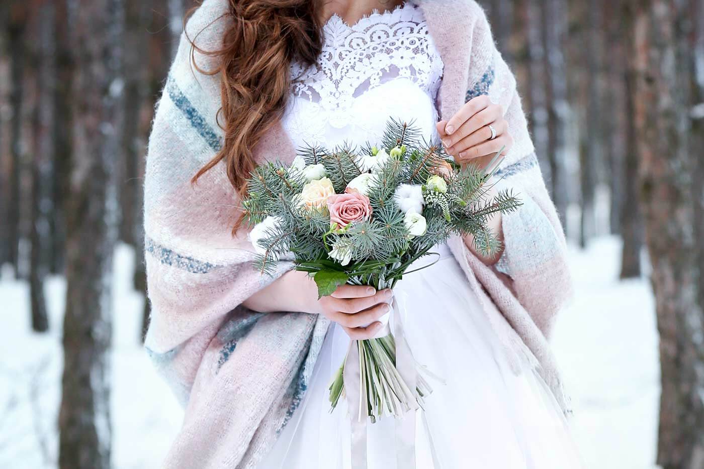 Bouquet de mariée hivernal