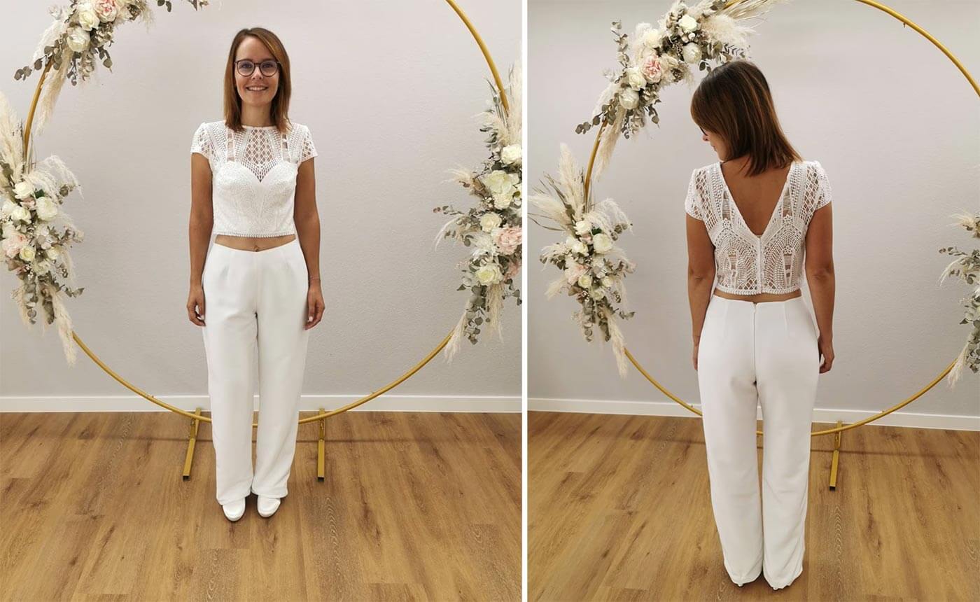 pantalon deux pièces de mariée
