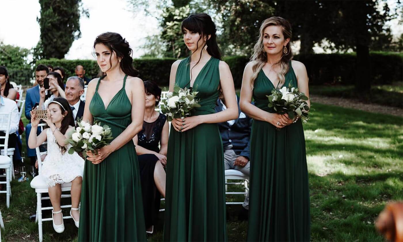 Robes de demoiselle d'honneur vert foncé
