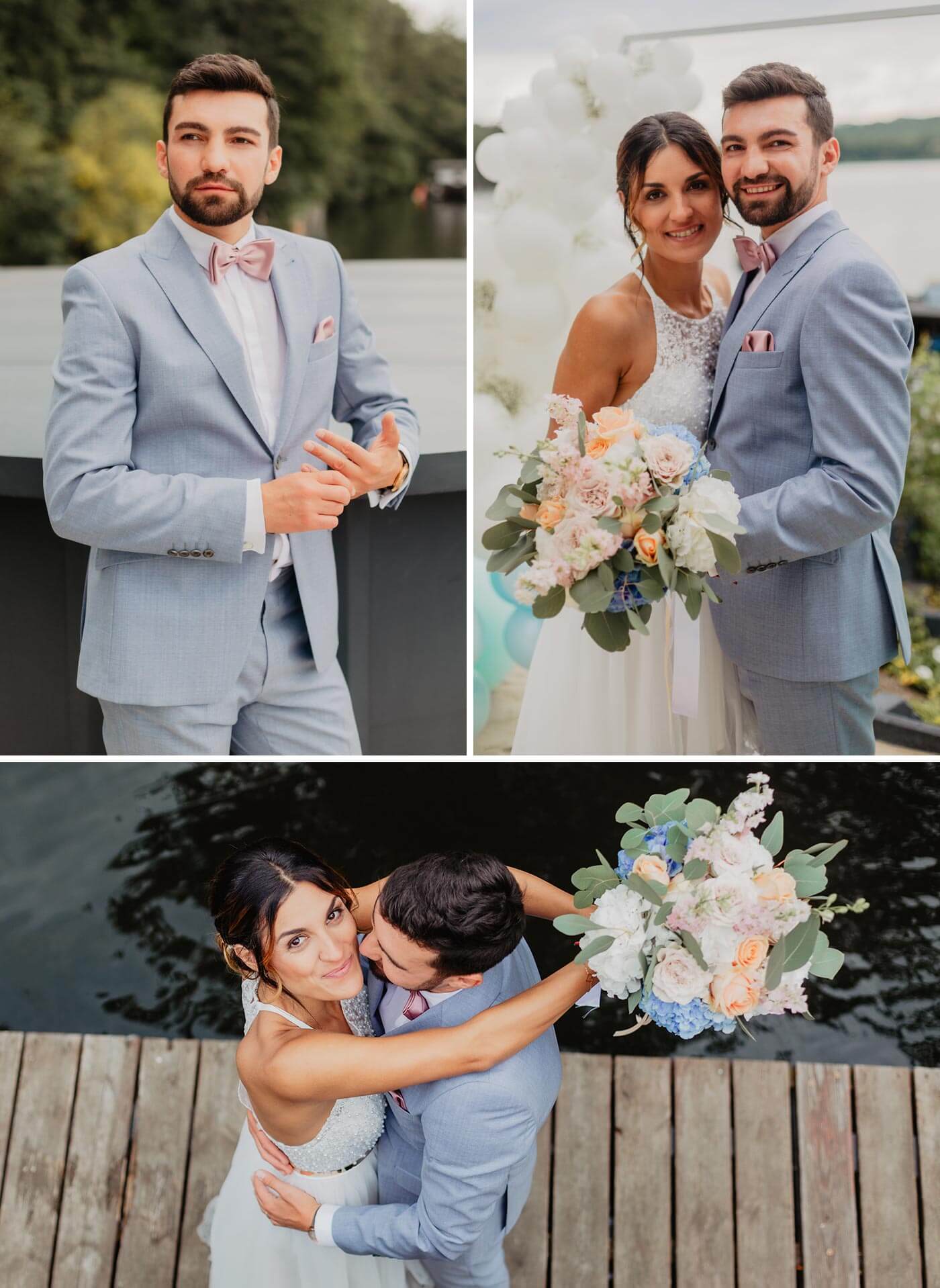 costume de mariage bleu clair