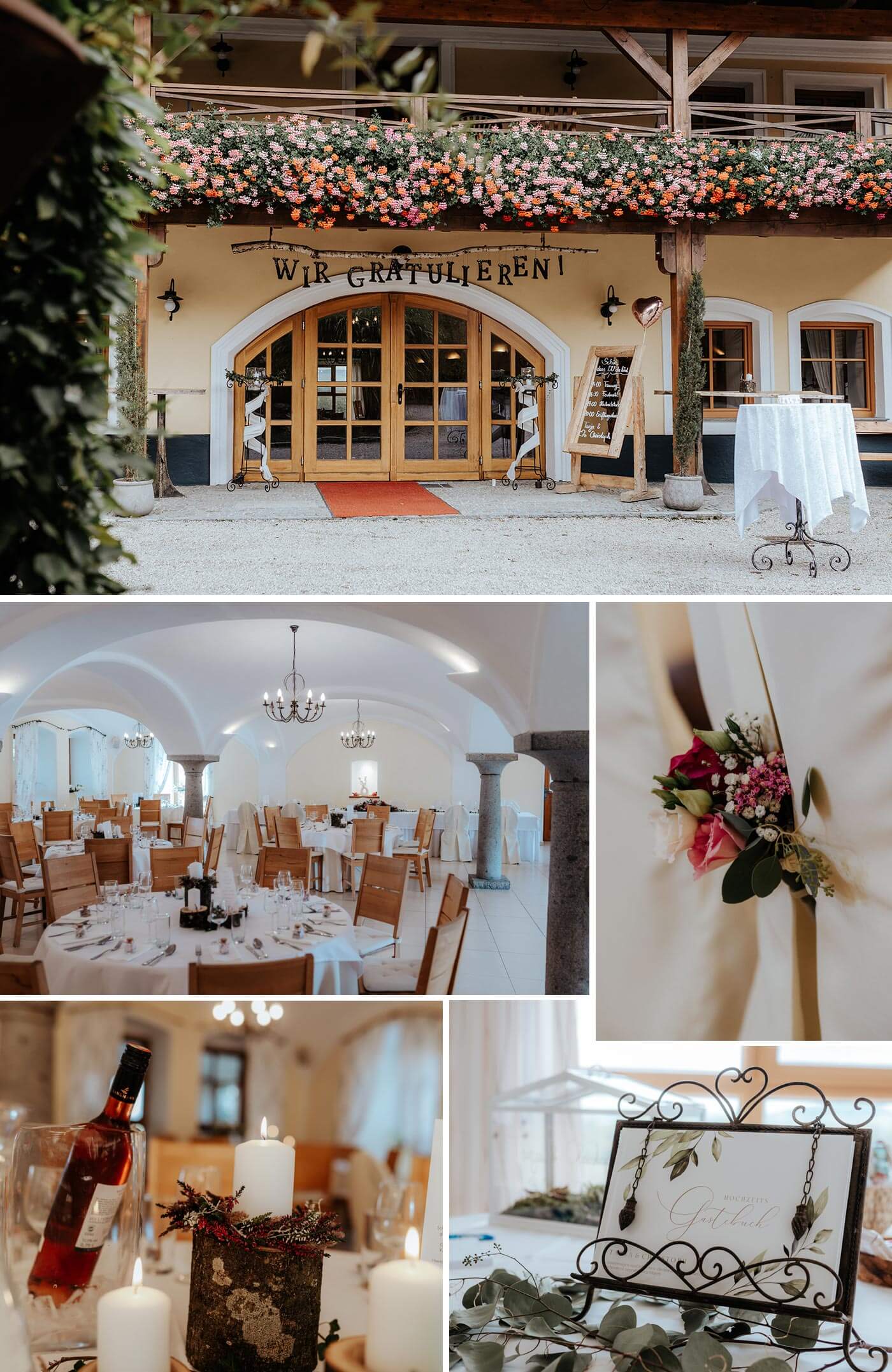 Déco roses lieu de mariage