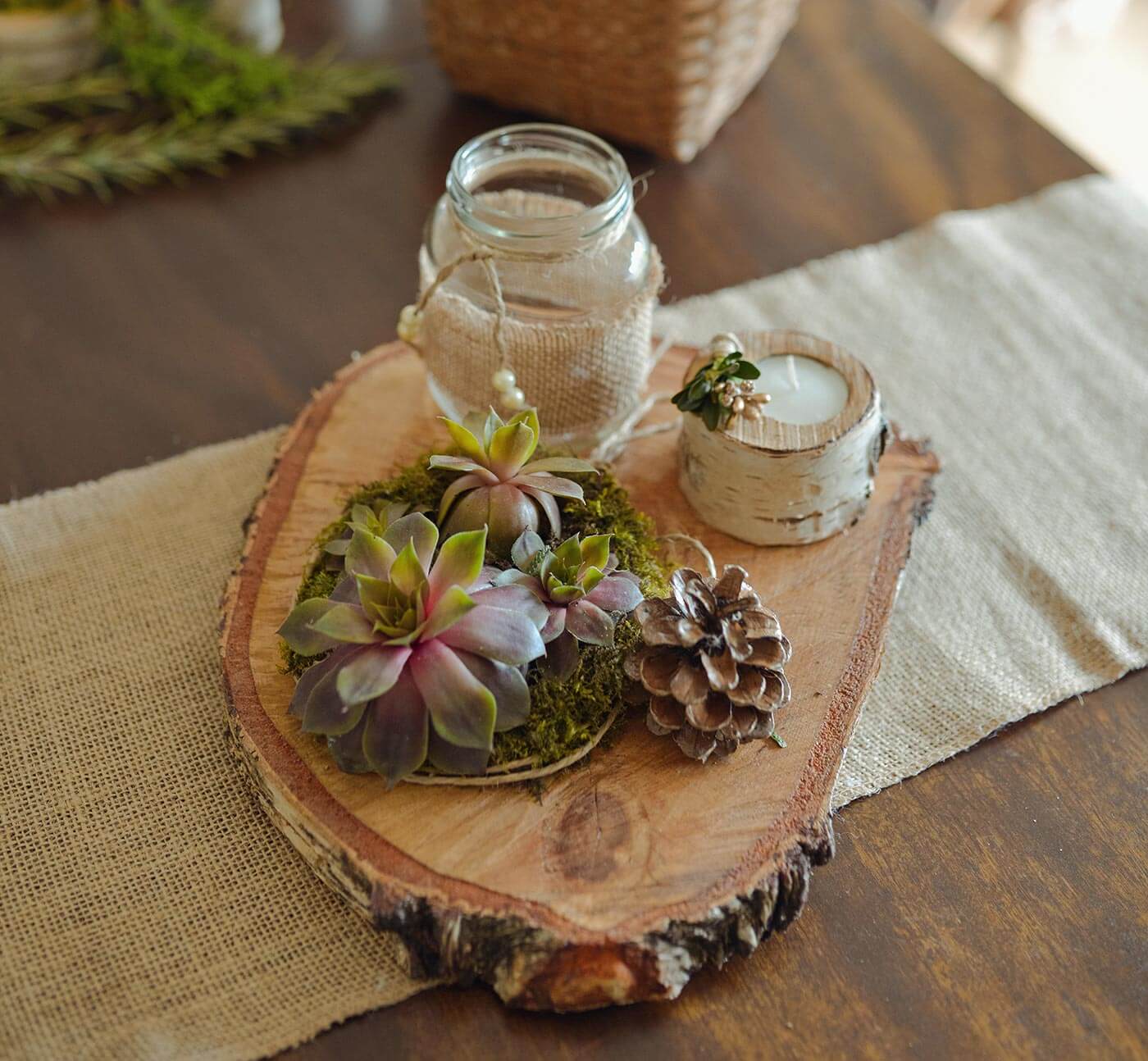 Succulentes décoration de table mariage