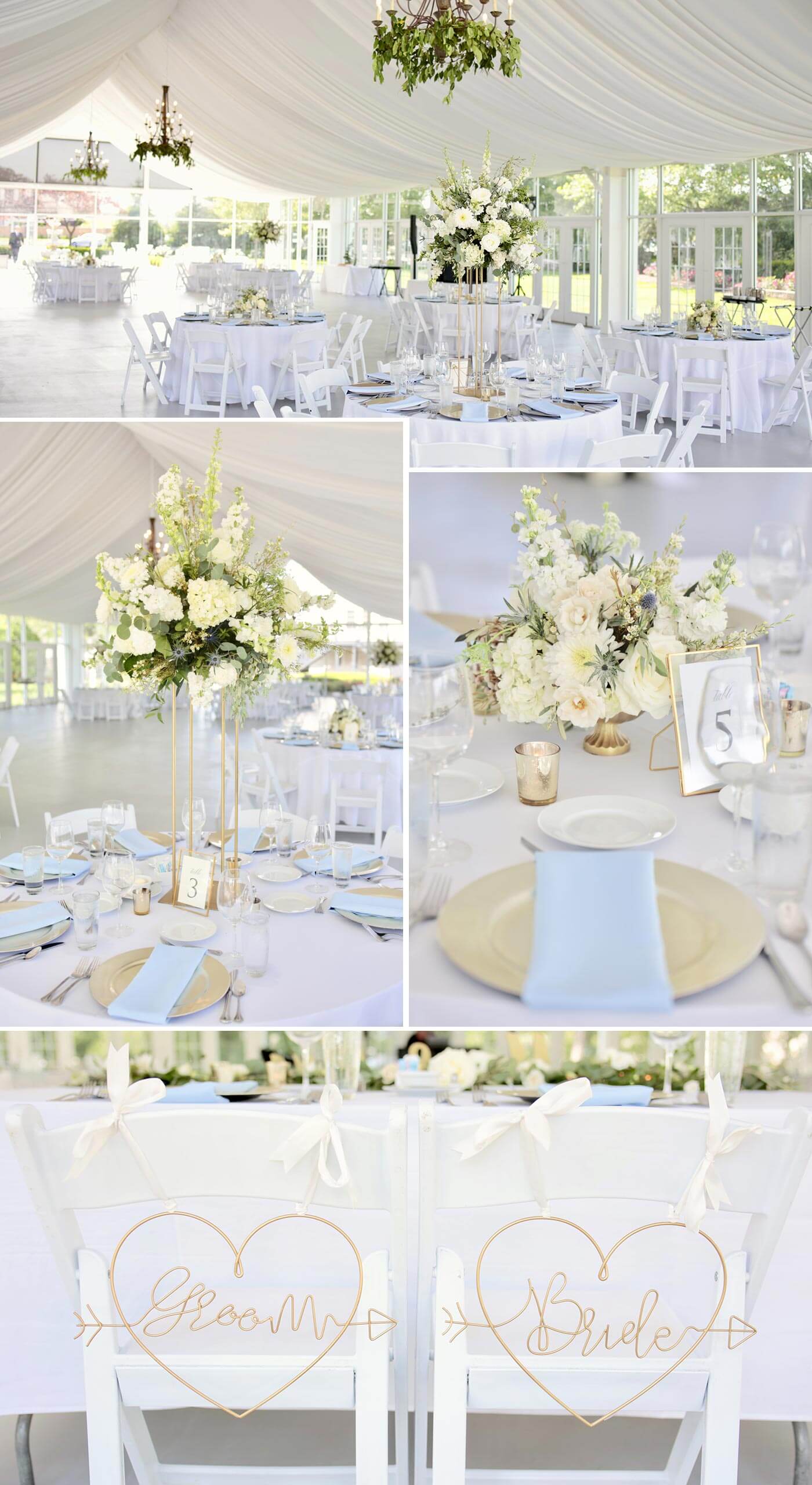 décoration de table mariage bleu or