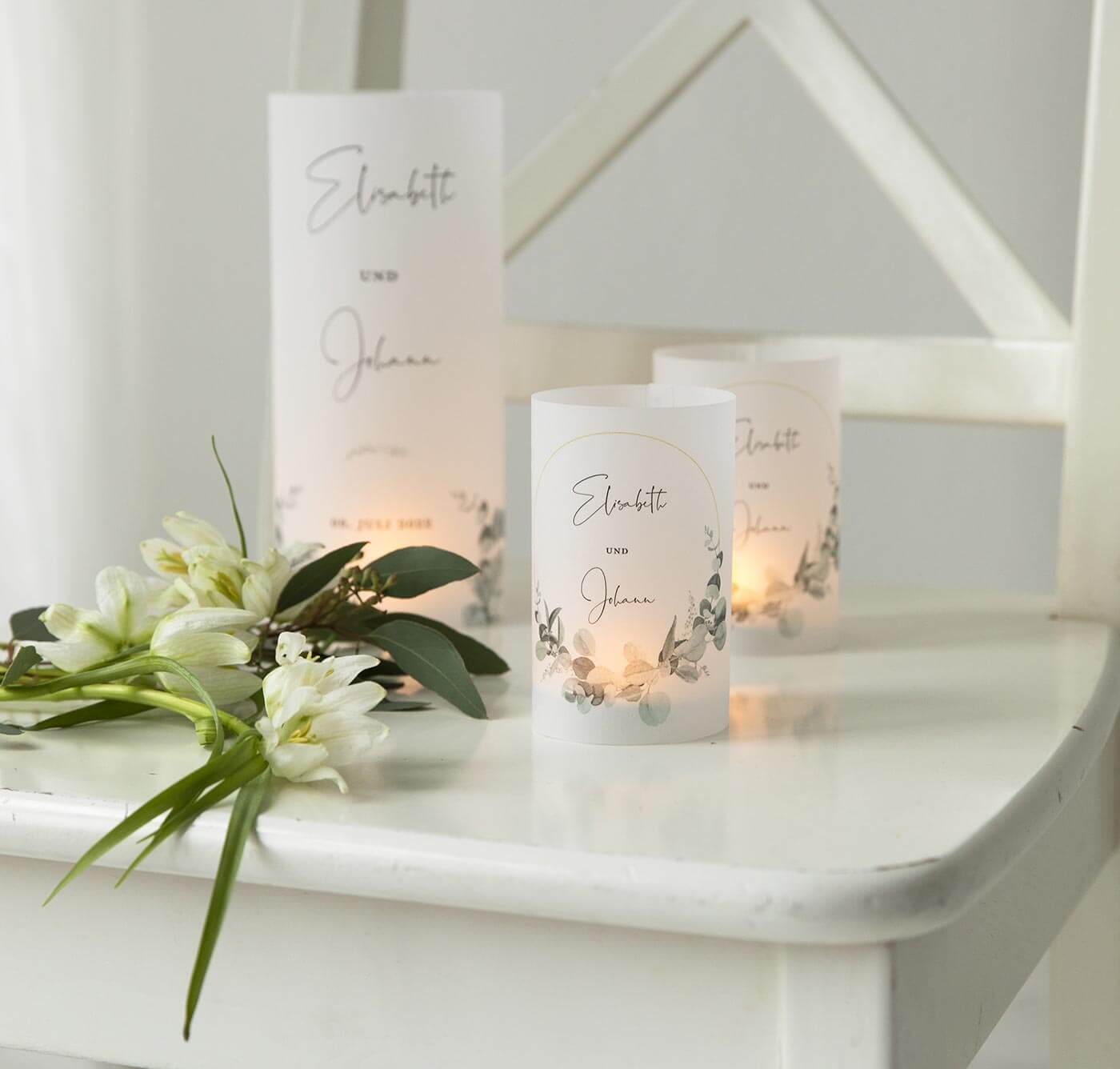 Photophore personnalisé mariage